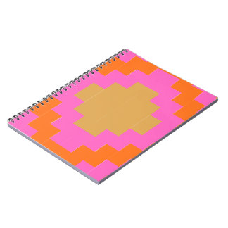 Espiral Caderno Escolar Geométrico Rosa Laranja Groovy Ret