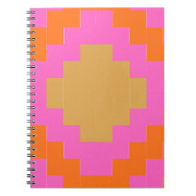 Caderno Escolar Geométrico Rosa Laranja Groovy Ret