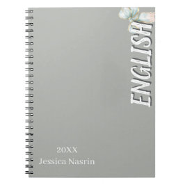 Espiral Caderno Escolar Minimalista Lilás Texto Vertical