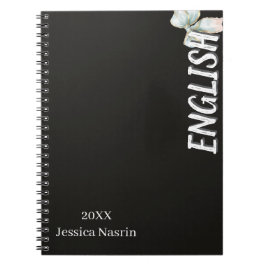 Espiral Caderno Escolar Minimalista Lilás Texto Vertical