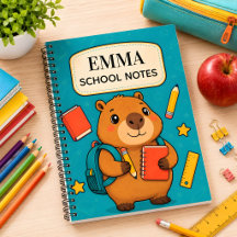 Caderno Escolar Personalizado de Capivara para Cri