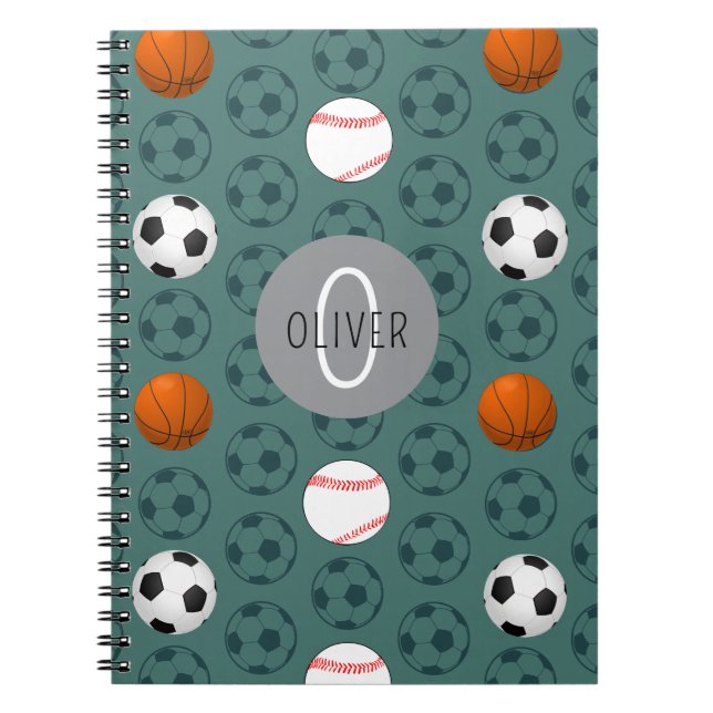 Espiral Caderno Escolar Personalizado Meninos Esportes Fut (Frente)