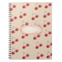 Caderno estético de cereja vermelha 📓