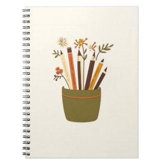 Espiral Caderno Estético de Estudo de Suporte de Lápis Flo