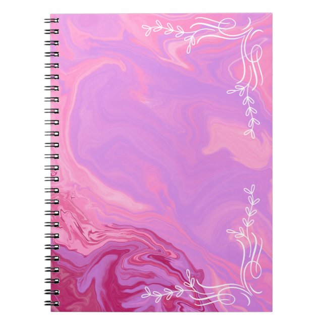Espiral Caderno Estético de Mármore Rosa (Frente)