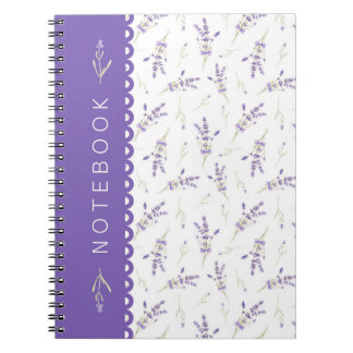 Espiral Caderno Estético Floral Branco e Lavanda Bonito