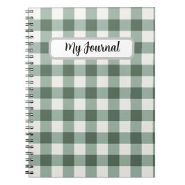 Espiral Caderno Estético Personalizado Xadrez Verde Salvia