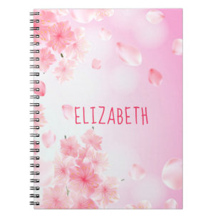 Espiral Caderno Feminino com Floral Rosa Monograma