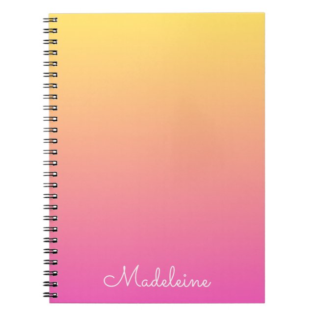 Espiral Caderno Feminino com Gradiente Amarelo e Rosa Past (Frente)