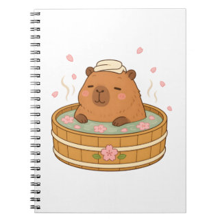 Espiral Caderno Flor de Cerejeira Onsen Capivara Fofa