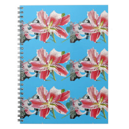 Espiral Caderno Flor Floral Flores Lírio Azul