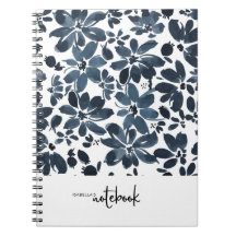 Caderno Floral Azul Marinho Capa de Menina Fofa