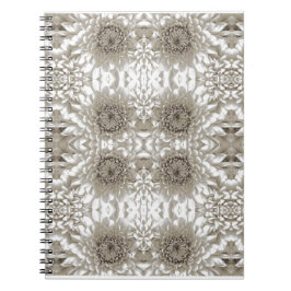 Espiral Caderno Floral Bege Elegante