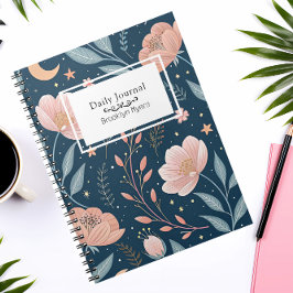 Espiral Caderno Floral BOHO de Nome Personalizado/