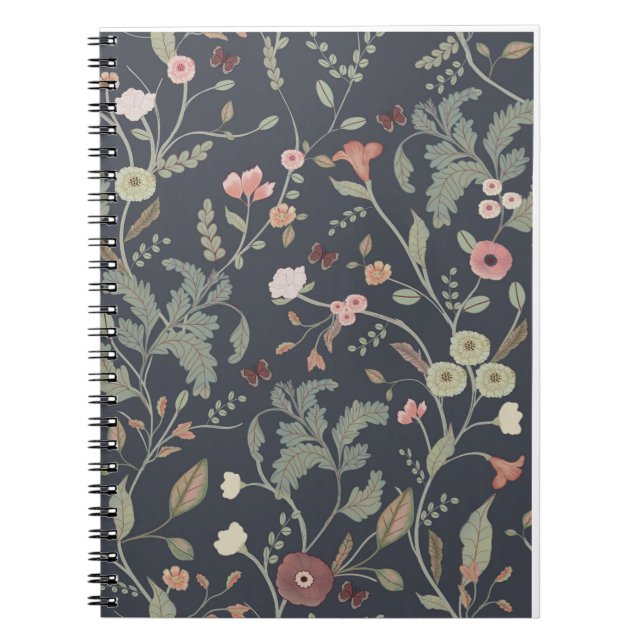 Espiral Caderno Floral Botânico Elegante (Frente)