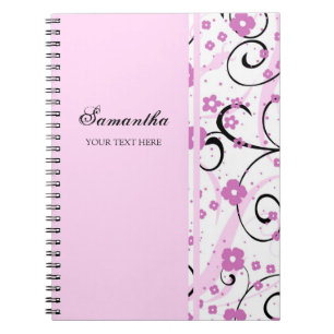 Espiral Caderno floral cor-de-rosa conhecido feito sob