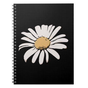 Espiral Caderno floral da foto da margarida preta