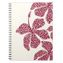 Caderno Floral de Arte de Hibisco Vermelho