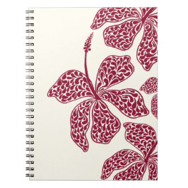 Espiral Caderno Floral de Arte de Hibisco Vermelho