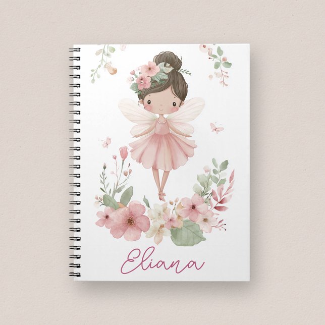 Espiral Caderno Floral de Fadas com Nome Personalizado par (Criador carregado)