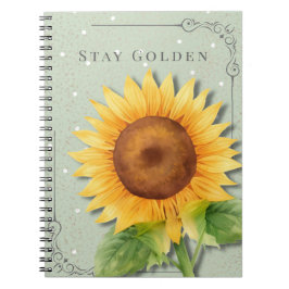 Espiral Caderno Floral de Girassol | Diário Fique Dourado