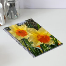 Caderno Floral de Narcisos Amarelos e Laranjas