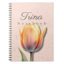 Espiral Caderno Floral de Tulipas Nome | Diário Pastel