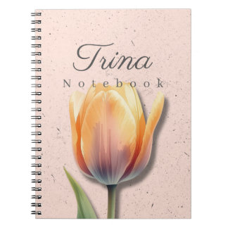 Espiral Caderno Floral de Tulipas Nome | Diário Pastel