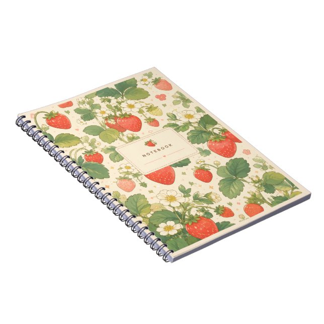 Espiral Caderno Floral Jardim de Morango (Lado Direito)