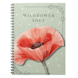 Espiral Caderno Floral Papoula | Diário Alma de Flor Silve