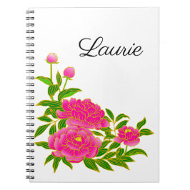 Espiral Caderno Floral Peônia Rosa