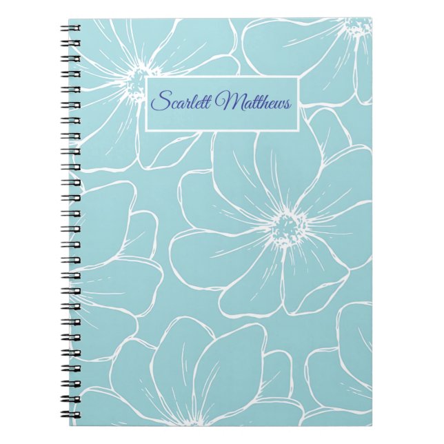 Espiral Caderno Floral Personalizado com Nome  (Frente)