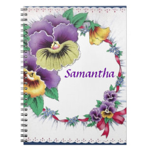 Espiral Caderno floral personalizado do amor perfeito do