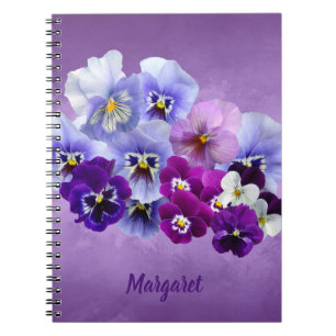 Espiral Caderno Floral Personalizado Pretty Pansies
