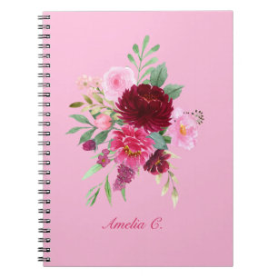 Espiral Caderno Floral Rosa Bem Feminino