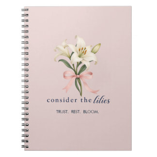Espiral Caderno Floral Rosa Cristão 'Considerai os Lírios'