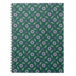 Espiral caderno floral roxo e verde