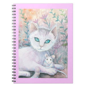 Espiral Caderno Gato Branco e Rato