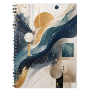 Espiral Caderno Geométrico de Onda Abstrata Elegante