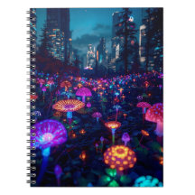 Caderno Glowfall Grove | Arte de IA Neon