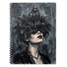 Caderno Gótico: Mulher com Corvo