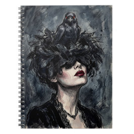 Espiral Caderno Gótico: Mulher com Corvo
