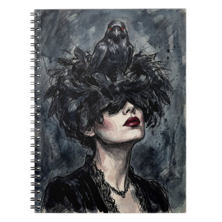 Espiral Caderno Gótico: Mulher com Corvo