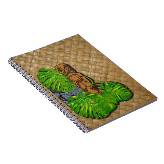 Espiral Caderno havaiano de Tiki Lauhala (Lado Direito)
