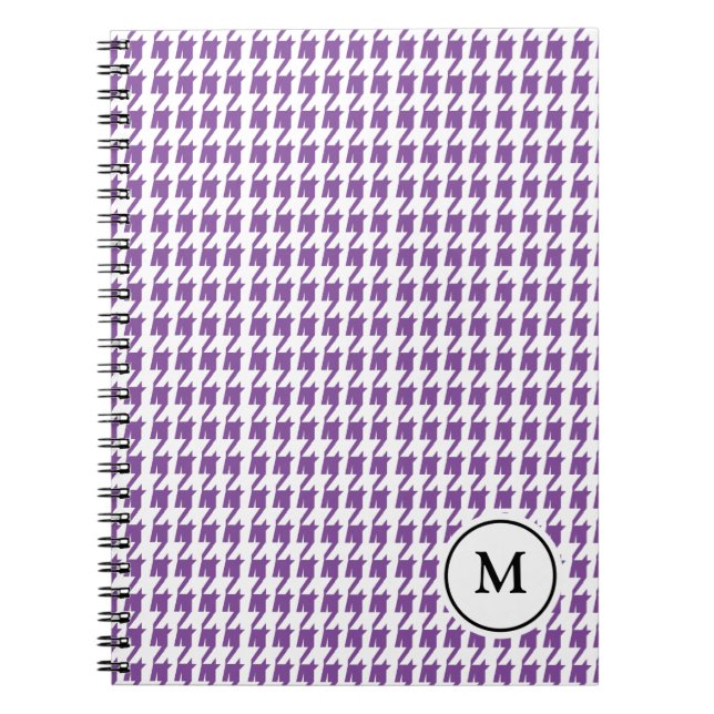 Espiral Caderno Houndstooth roxo e branco de | do (Frente)