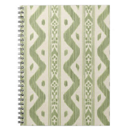 Espiral Caderno Ikat Verde e Creme, Listra Tecida
