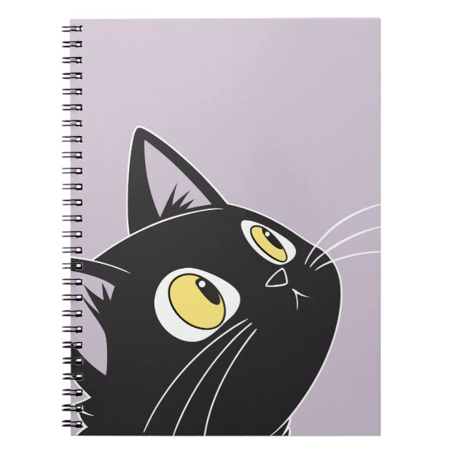Espiral Caderno Infantil de Gato Preto Fofo – Caderno de N (Frente)