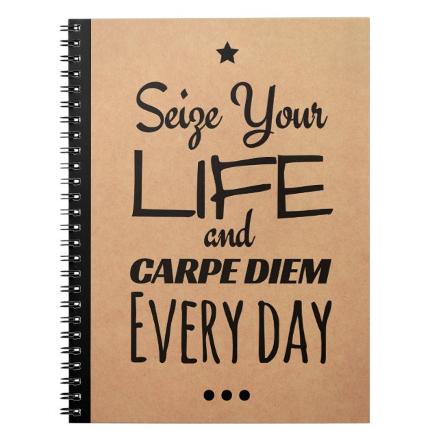 Espiral Caderno inspirado para a motivação: Carpe Diem! (Frente)