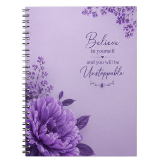 Espiral Caderno Inspirador Floral Roxo –