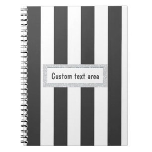 Espiral Caderno Jornal com Listras Verticais Cinza e Branc